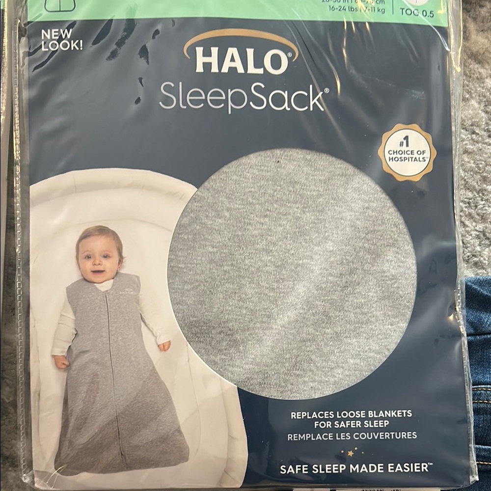 Halo SleepSack in Soft Gray tog .5.  6-12 months NWT